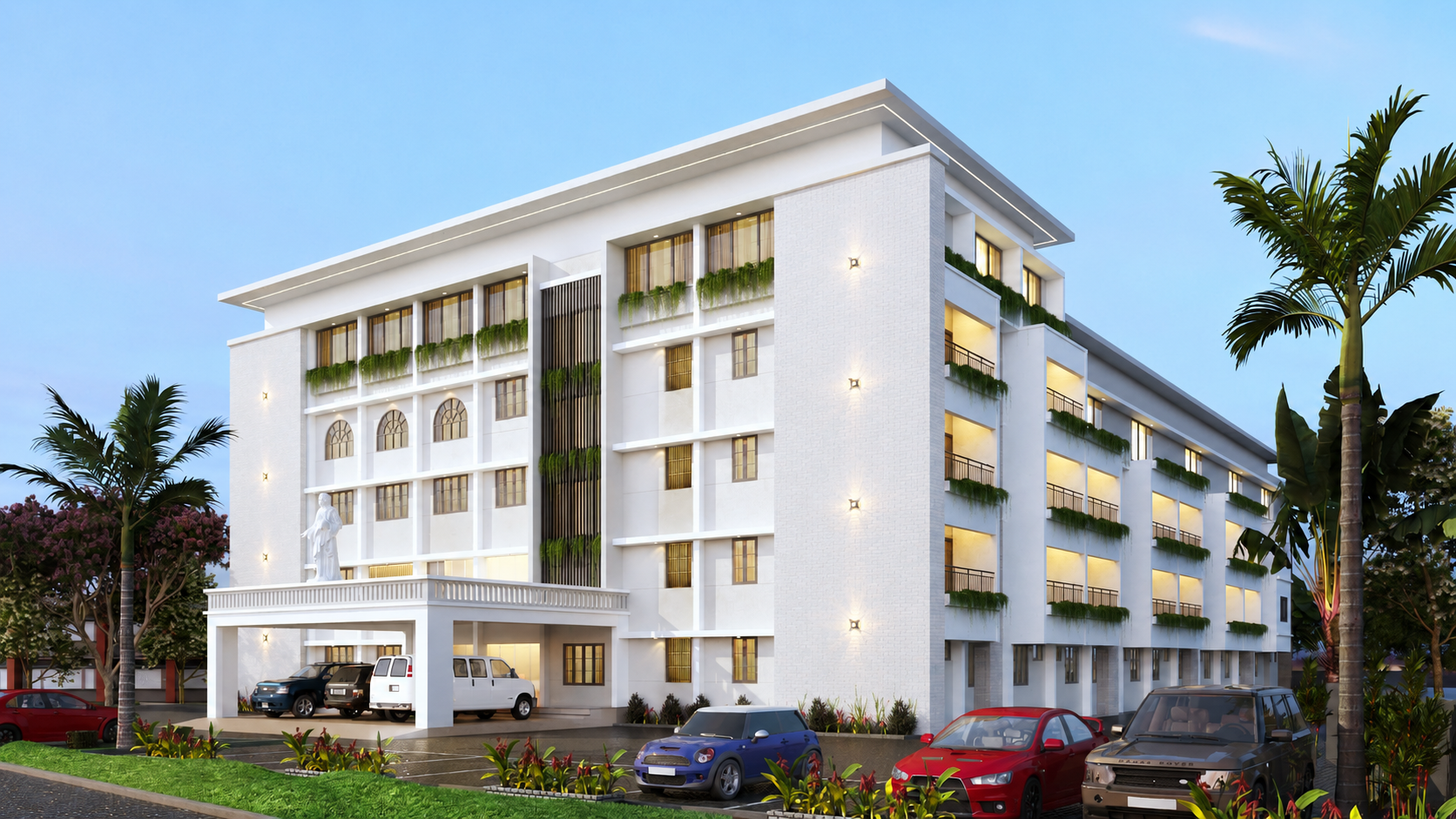 Serenity Springs building at golden hour